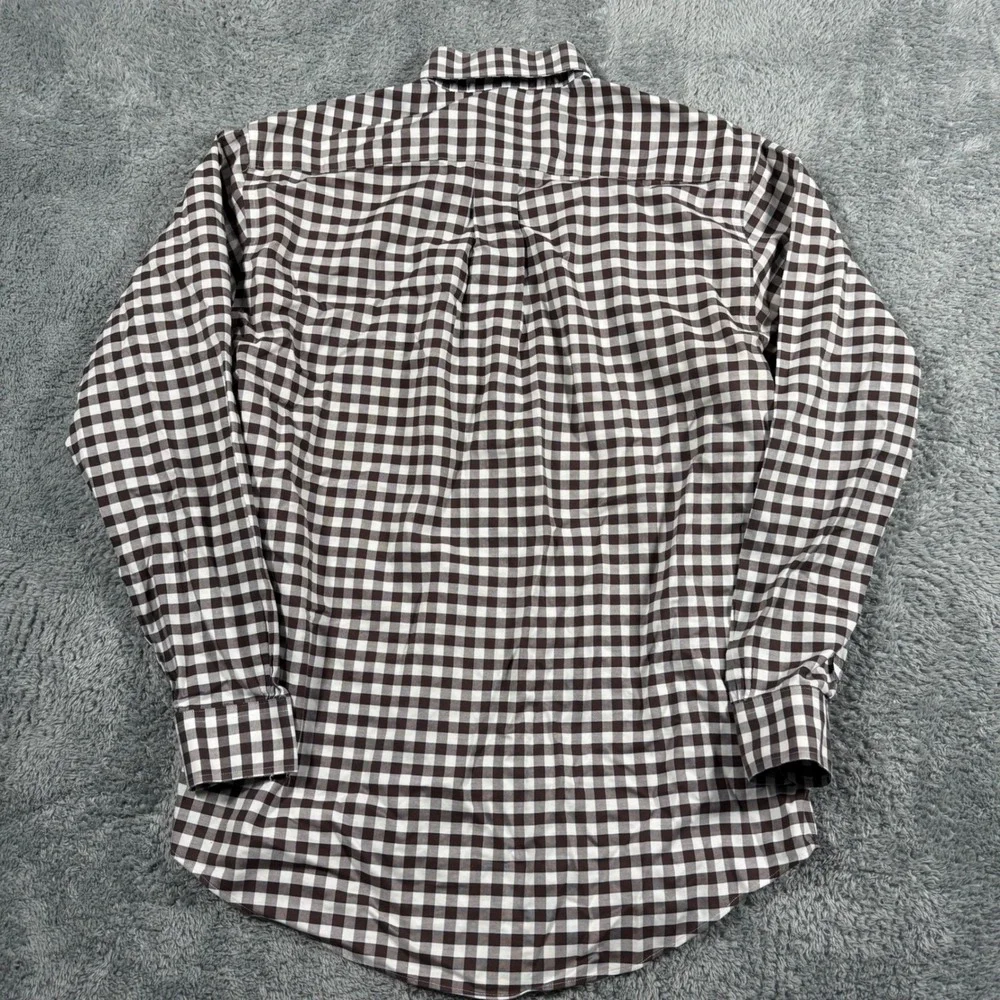 Brooks Brothers Brown Gingham Check Supima Cotton Chest Logo Button Shirt Size M